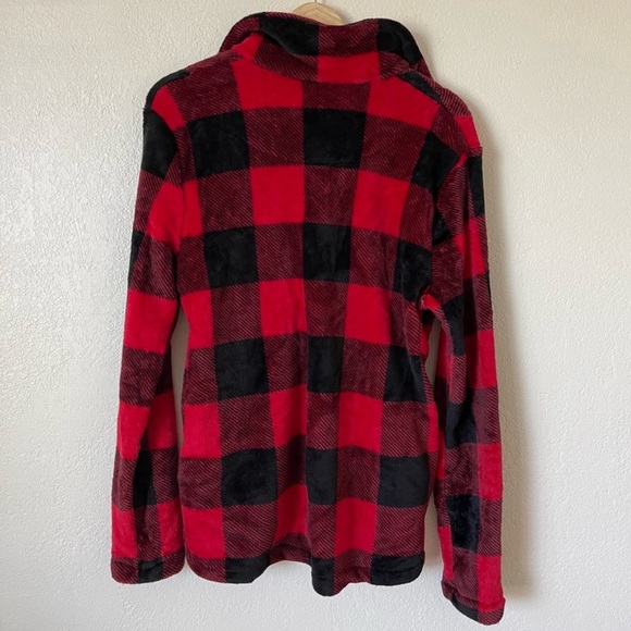 NWOT Pink Lily Glittering South Red Buffalo Plaid
Quarter Zip Pullover - Picture 7 of 7